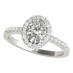 GIA Certified 1.2 Carat Oval Halo Pave Openwork  Bague en diamant