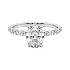 GIA Certified 1.2 Carat Oval Hidden Halo Pave  Diamond Ring