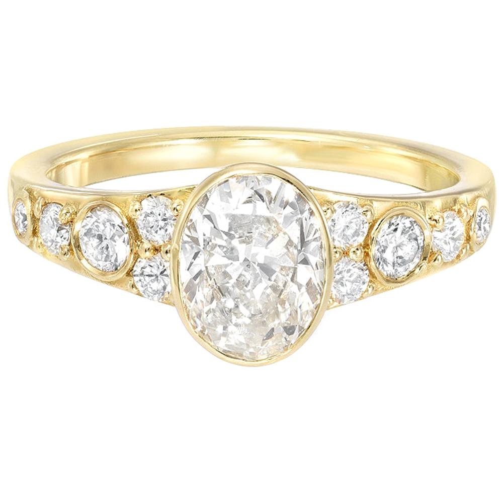 GIA Certified 1.2 Carat Oval Shape Diamond Ring in 18k Gold