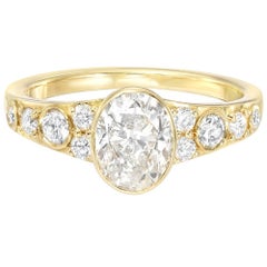 GIA Certified 1.2 Carat Oval Shape Diamond Ring in 18k Gold