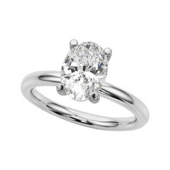 Solitario ovale a 4 punte certificato GIA da 1,2 carati  Anello con diamante
