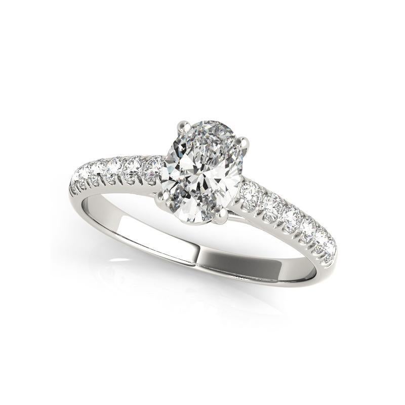 Taille ovale Bague en platine certifiée GIA de 1,2 carat avec solitaire ovale et pavé en canal en vente