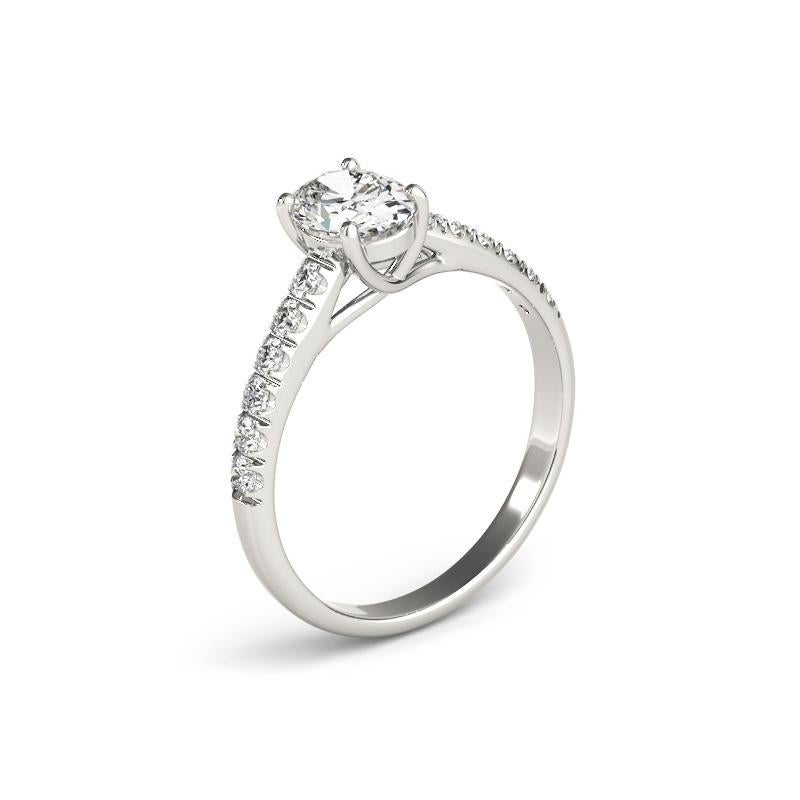 Bague en platine certifiée GIA de 1,2 carat avec solitaire ovale et pavé en canal Pour femmes en vente
