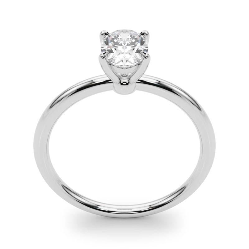 Bague en or blanc 18 carats certifiée GIA, solitaire ovale de 1,2 carat à quatre branches Pour femmes en vente