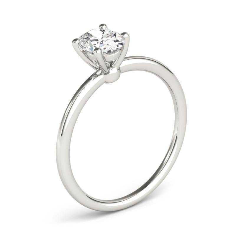 Bague en or blanc 18 carats certifiée GIA, solitaire ovale de 1,2 carat à quatre branches en vente 1