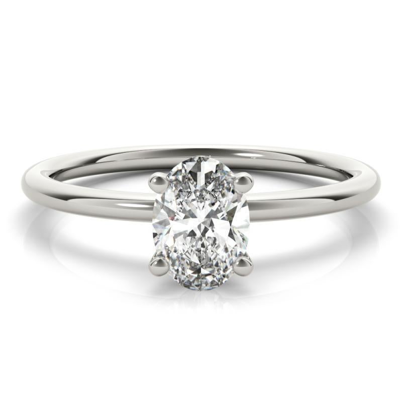 Anello con diamante solitario ovale a quattro punte in oro bianco 18 carati certificato GIA da 1,2 carati