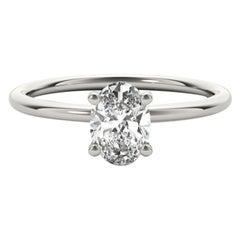 Anello con diamante solitario ovale a quattro punte in oro bianco 18 carati certificato GIA da 1,2 carati