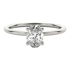 GIA Certified 1.2 Carat Oval Solitaire Four-Prong 18K White Gold Diamond Ring
