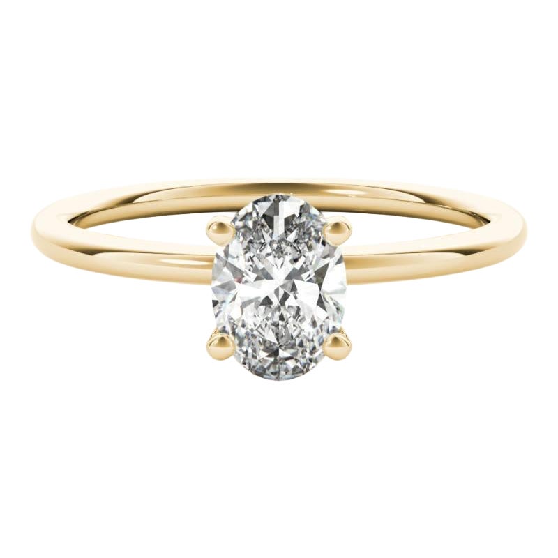 Anello con diamante ovale solitario a quattro punte in oro giallo 18 carati certificato GIA da 1,2 carati