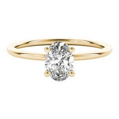 GIA Certified 1.2 Carat Oval Solitaire Four-Prong 18K Yellow Gold Diamond Ring