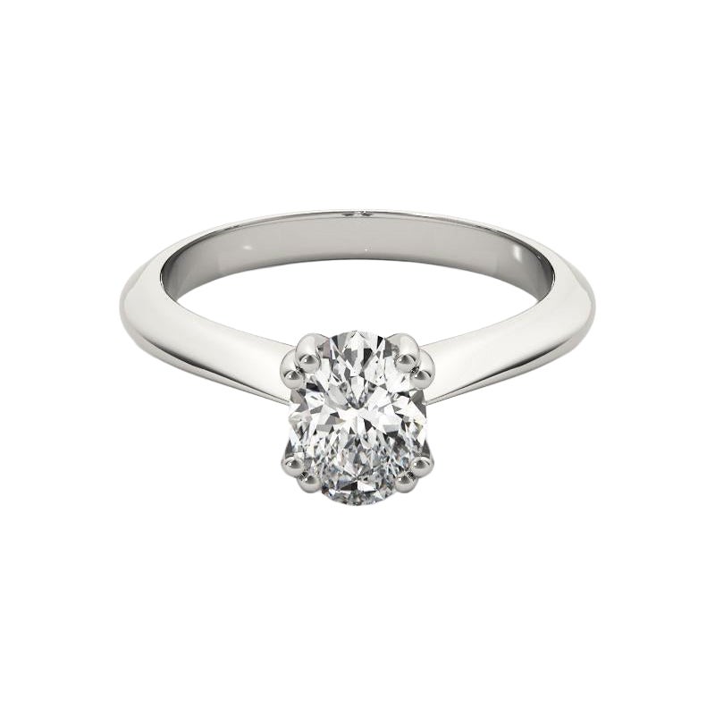 Bague diamant en platine certifiée GIA 1.2 carat solitaire ovale Tulipe Cathédrale