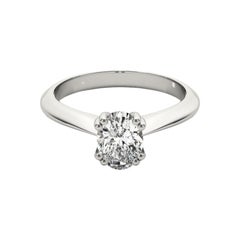 Bague diamant en platine certifiée GIA 1.2 carat solitaire ovale Tulipe Cathédrale