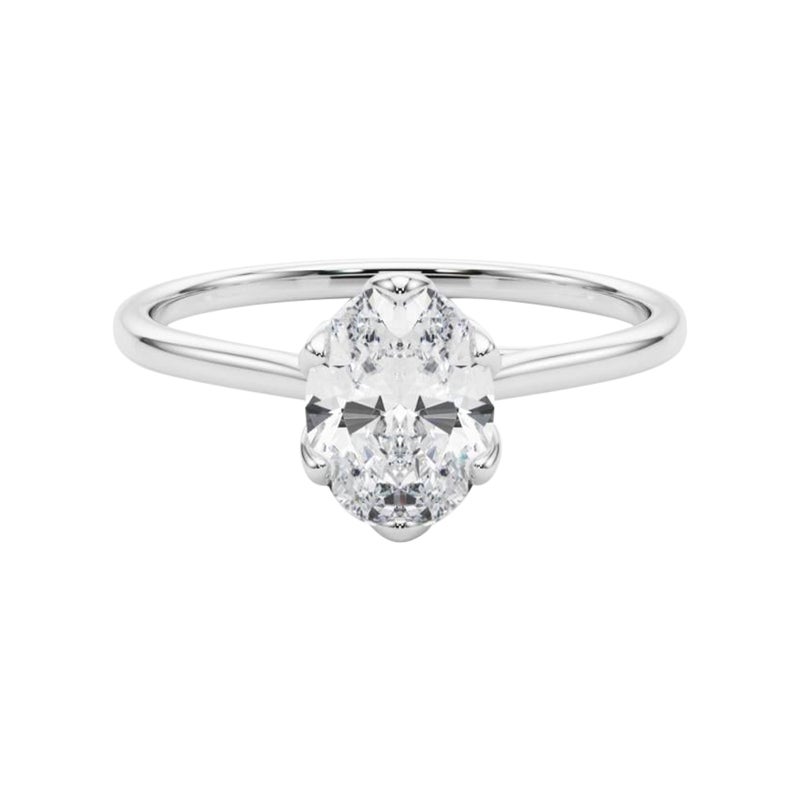 Anello con diamante solitario ovale Tulipano Rosa certificato GIA da 1.2 carati