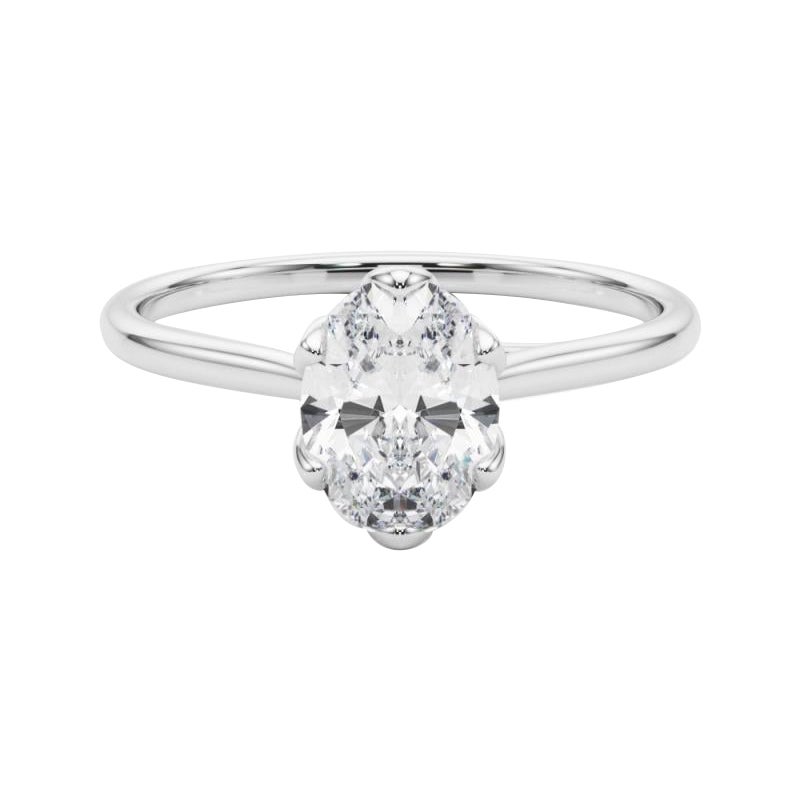Anello con diamante solitario ovale Tulipano Rosa in platino certificato GIA da 1.2 carati