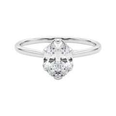 Anello con diamante solitario ovale Tulipano Rosa in platino certificato GIA da 1.2 carati