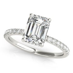 GIA Certified 1.21 Carat Pave Hidden Halo Emerald Diamond Ring
