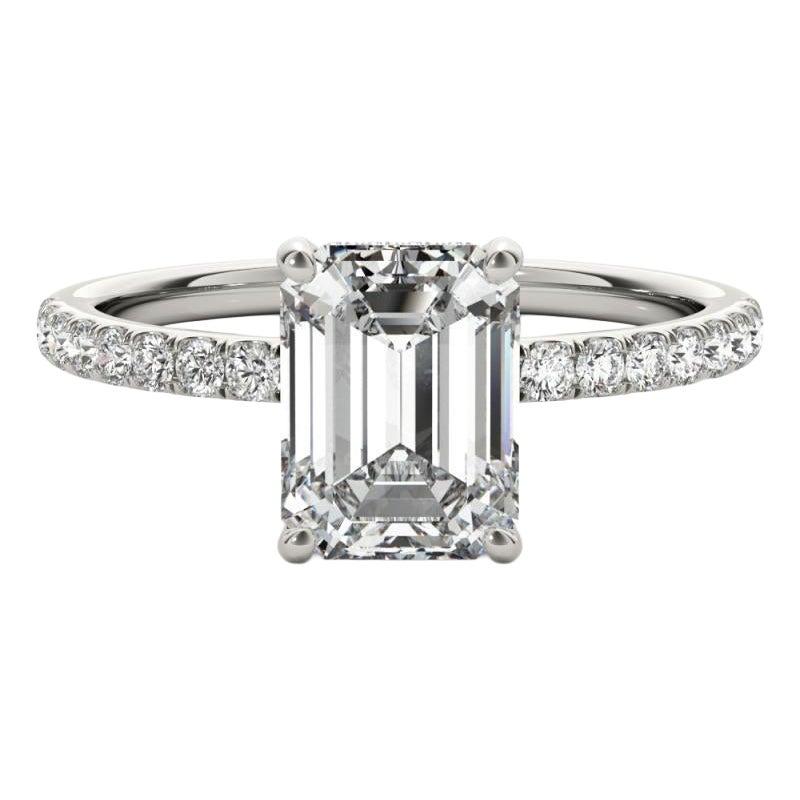 GIA zertifiziert 1.2 Karat Pave Hidden Halo Smaragd  Diamantring im Angebot