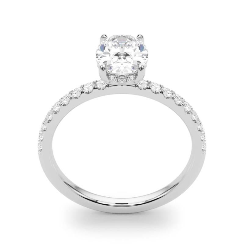 Bague en or blanc 18 carats certifiée GIA, 1,2 carat, pavé caché, halo ovale Pour femmes en vente