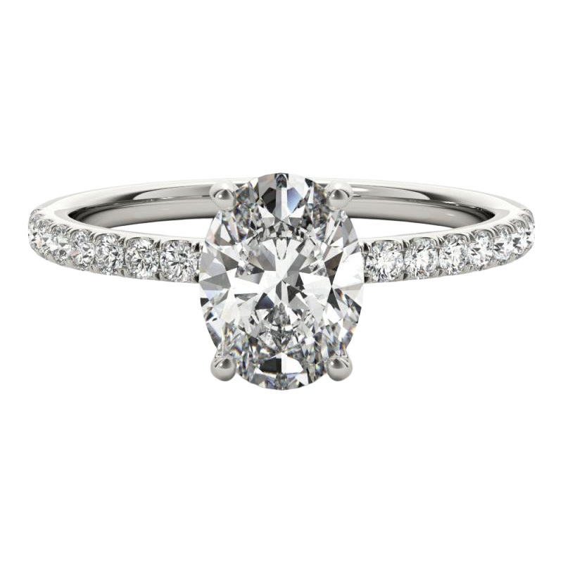 GIA Certified 1.2 Carat Pave Hidden Halo Oval  Diamond Ring