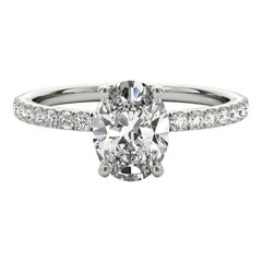 GIA Certified 1.2 Carat Pave Hidden Halo Oval  Diamond Ring