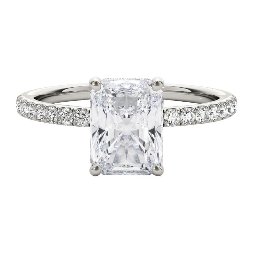 GIA-zertifiziert 1,2 Karat Pave Hidden Halo Radiant  Diamantring