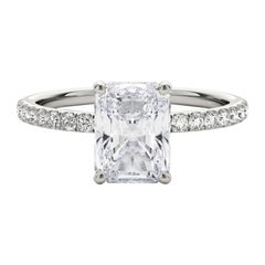 GIA Certified 1.2 Carat Pave Hidden Halo Radiant  Diamond Ring