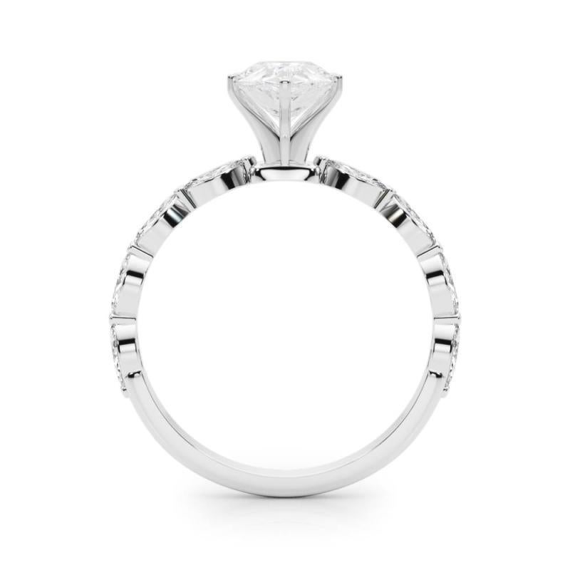 GIA zertifiziert 1,2 Karat Birne Diamant Band Solitär Platin Diamantring im Zustand „Neu“ im Angebot in New York, NY