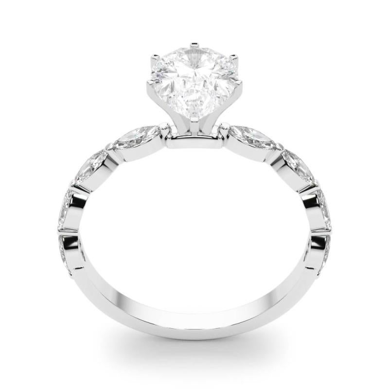 GIA zertifiziert 1,2 Karat Birne Diamant Band Solitär Platin Diamantring Damen im Angebot