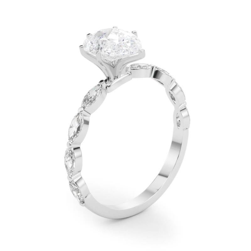 GIA zertifiziert 1,2 Karat Birne Diamant Band Solitär Platin Diamantring im Angebot 1