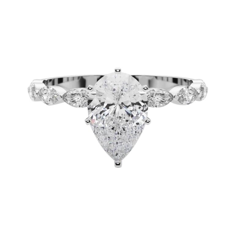 GIA Certified 1.2 Carat Pear Diamond Band Solitaire Platinum Diamond Ring