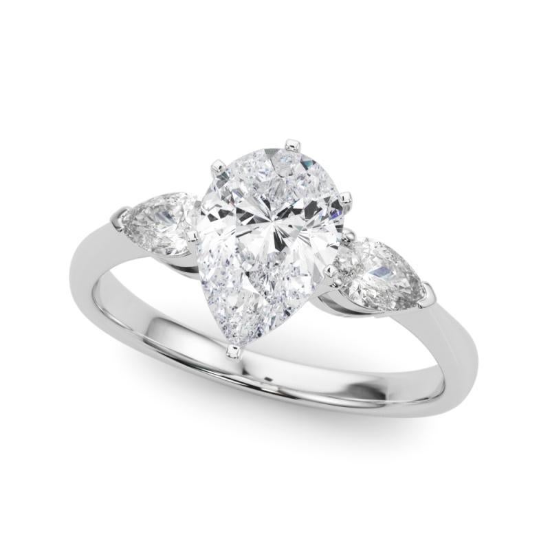 Taille poire GIA Certified 1.2 Carat Pear East-West Three-Stone Diamond Ring en vente