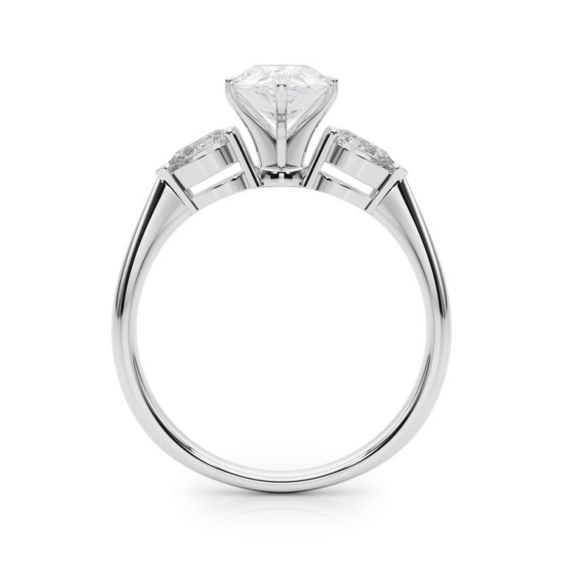 GIA Certified 1.2 Carat Pear East-West Three-Stone Diamond Ring Neuf - En vente à New York, NY