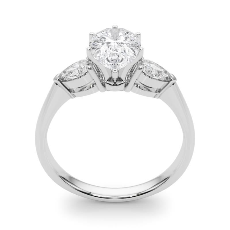 GIA Certified 1.2 Carat Pear East-West Three-Stone Diamond Ring Pour femmes en vente