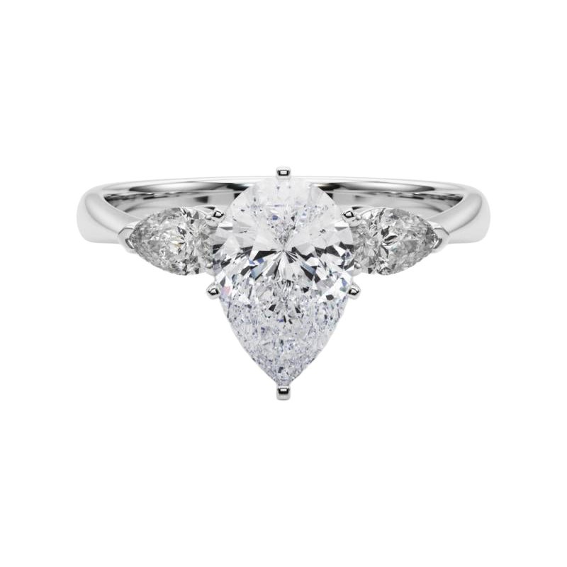 GIA Certified 1.2 Carat Pear East-West Three-Stone Diamond Ring en vente