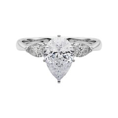 GIA Certified 1.2 Carat Pear East-West Three-Stone Diamond Ring