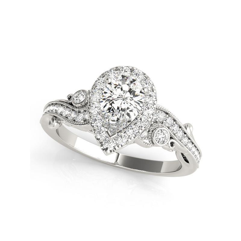 Taglio a goccia GIA Certified 1,2 Carati Pear Halo Multi-Stone Curved Platinum Diamond Ring in vendita