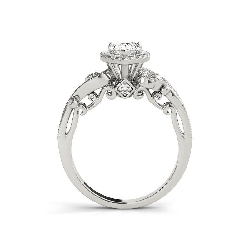 GIA Certified 1,2 Carati Pear Halo Multi-Stone Curved Platinum Diamond Ring In condizioni Nuovo in vendita a New York, NY