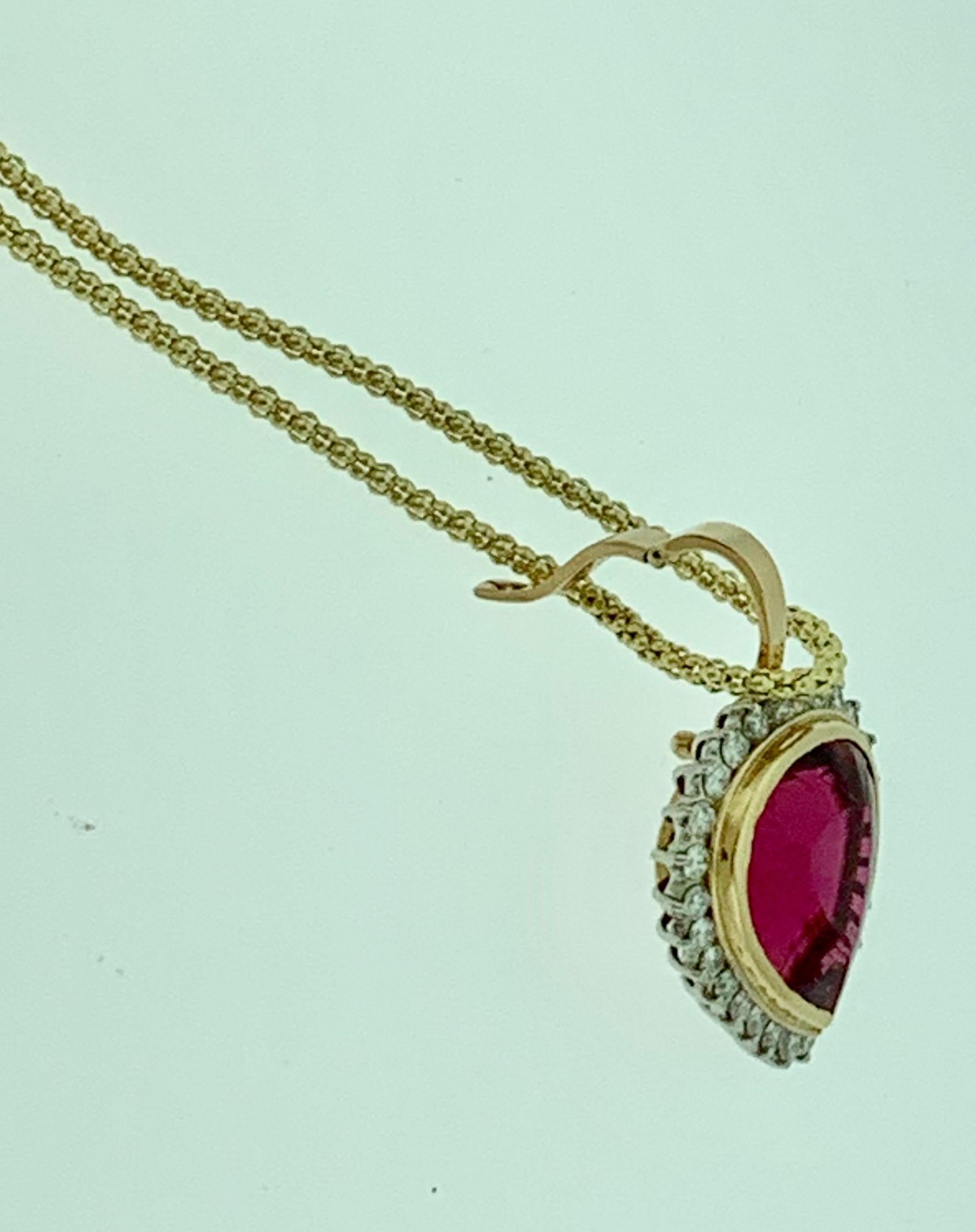 GIA Certified 12 Carat Pink Tourmaline & Diamond Pendant Necklace Enhancer 18K G 7