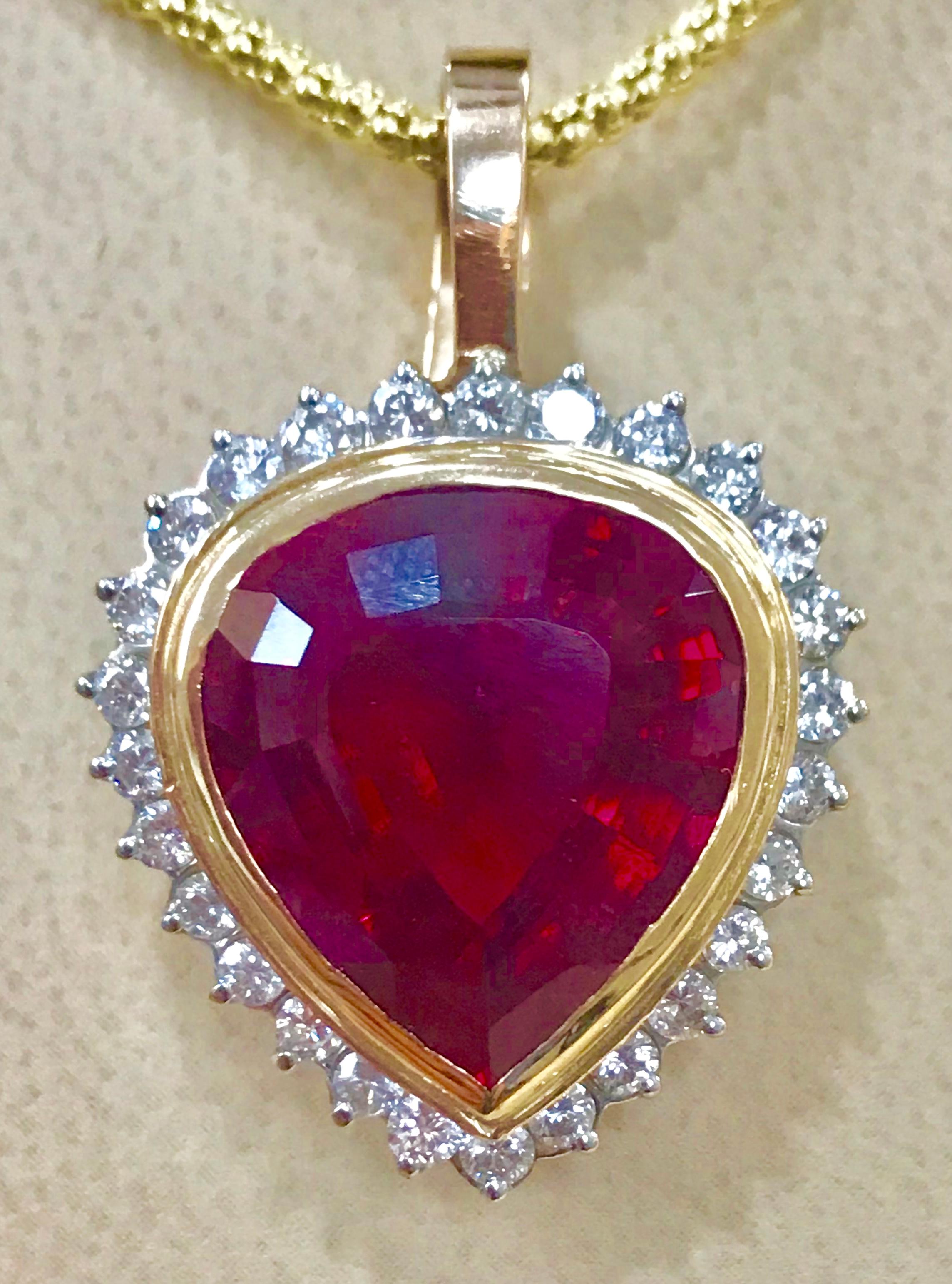 GIA Certified 12 Carat Pink Tourmaline & Diamond Pendant Necklace Enhancer 18K G In Excellent Condition In New York, NY
