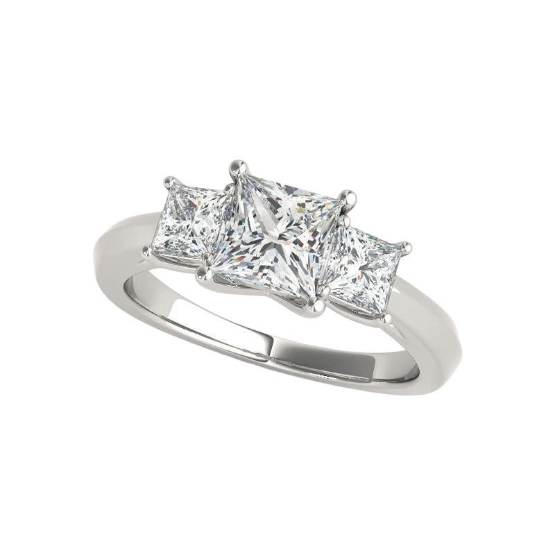 GIA Certified 1.2 Carat Princess Cut Three-Stone Classic Diamond Ring