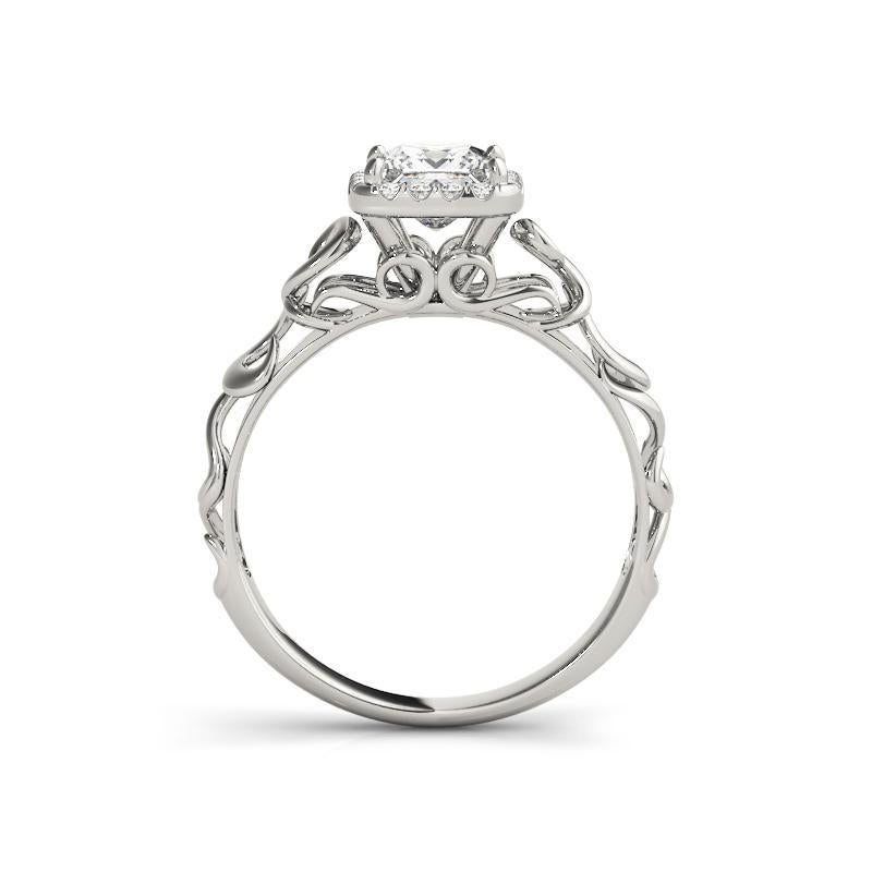 Bague à diamant cathédrale certifiée GIA 1,2 carat Princess Halo Ribbon Neuf - En vente à New York, NY