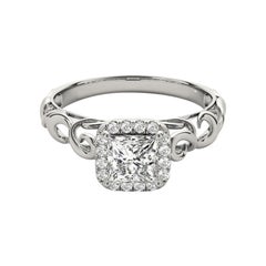 GIA Certified 1.2 Carat Princess Halo Ribbon Cathedral Platinum Diamond Ring