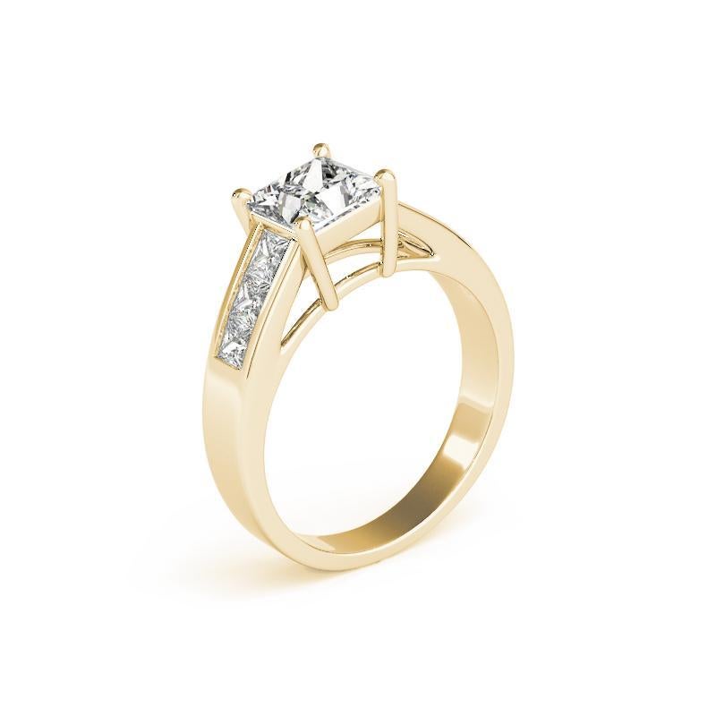 GIA Certified 1.2 Carat Princess Multi-Stone Cathedral Diamond Ring (bague à diamant cathédrale multi-pointes) Pour femmes en vente