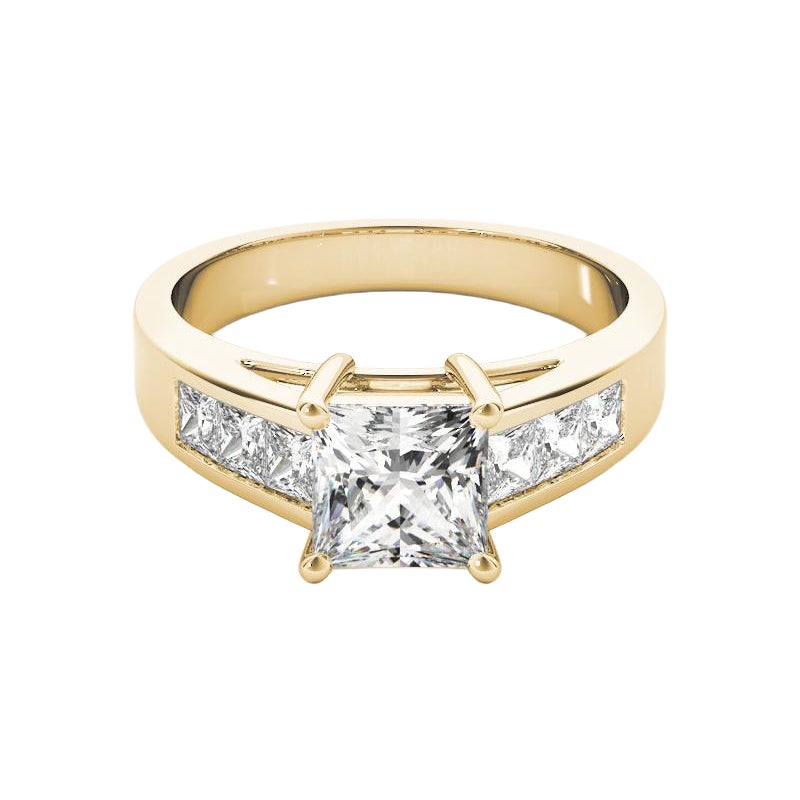 GIA Certified 1.2 Carat Princess Multi-Stone Cathedral Diamond Ring (bague à diamant cathédrale multi-pointes)