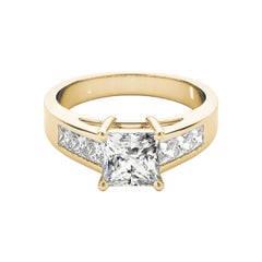 GIA Certified 1.2 Carat Princess Multi-Stone Cathedral Diamond Ring