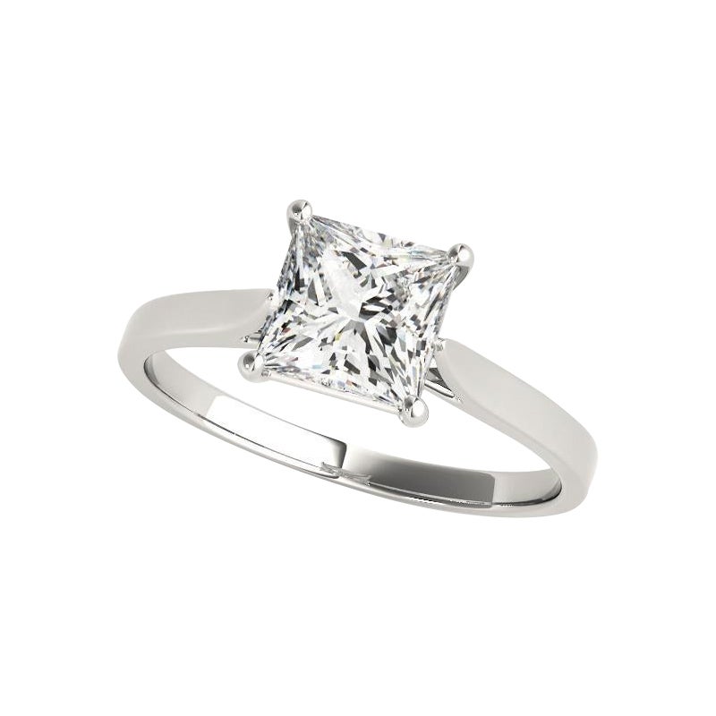 GIA Certified 1.2 Carat Princess Solitaire Cathedral Diamond Ring