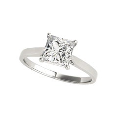 GIA Certified 1.2 Carat Princess Solitaire Cathedral Diamond Ring