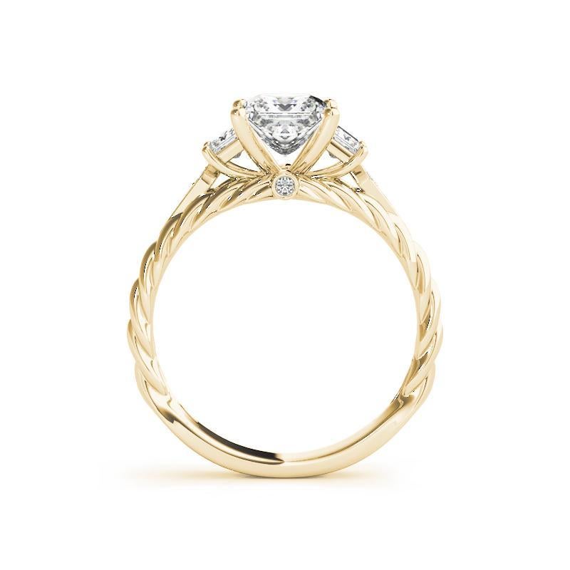 GIA-zertifizierter 1.2-Karat-Prinzessinnen-Diamantring mit drei Steinen und Geflecht (Carréschliff) im Angebot