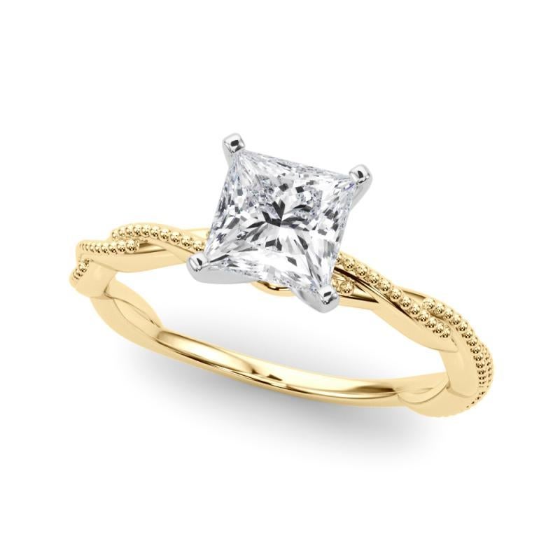Anillo de diamantes con banda trenzada trenzada princesa de 1,2 quilates con certificado GIA Corte princesa en venta