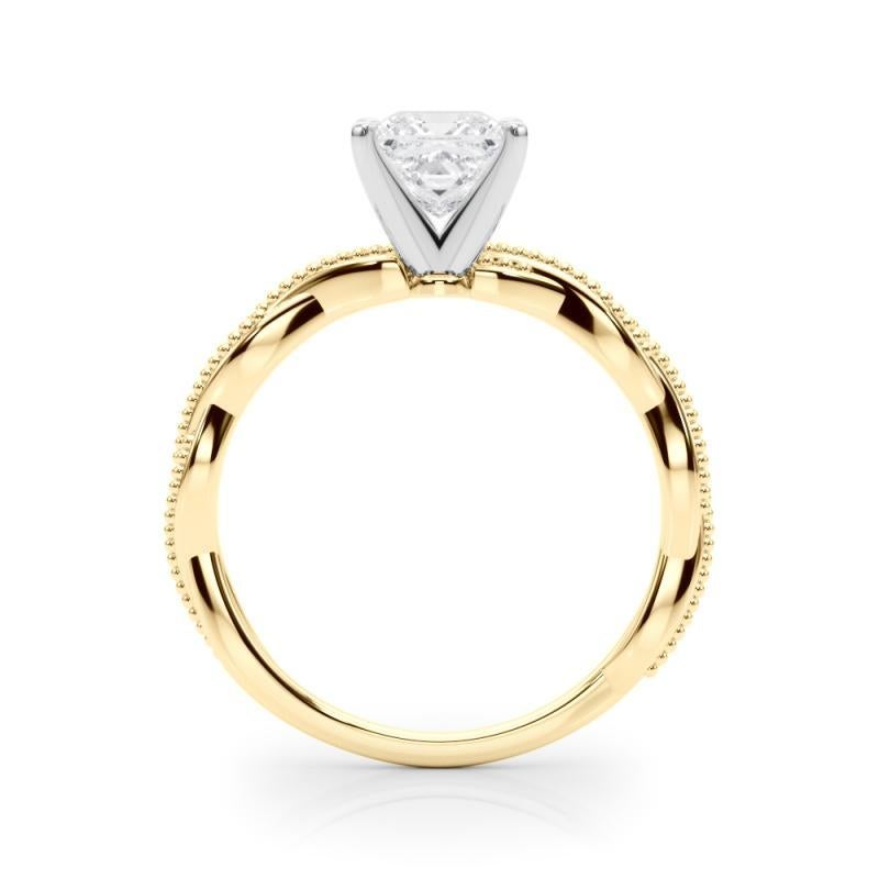 Anillo de diamantes con banda trenzada trenzada princesa de 1,2 quilates con certificado GIA en Nuevo estado para la venta en New York, NY
